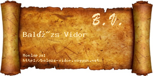 Balázs Vidor névjegykártya
